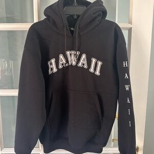 Hawaii Hoodie Aloha Fashion Sweatshirt Black Graphic Kangaroo Pocket Size S Tie